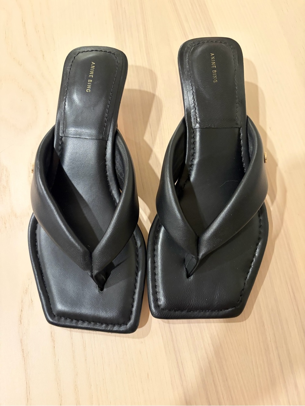 Anine Bing Black Padded Thong Sandals